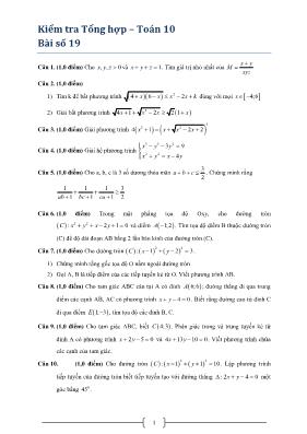 Kiểm tra tổng hợp  Toán 10 - Bài số 19
